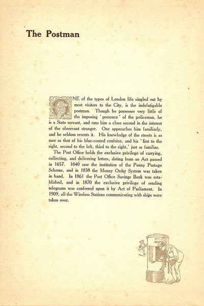 Postman in uniform antique print 1914