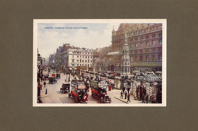 Charing Cross London antique print 1914