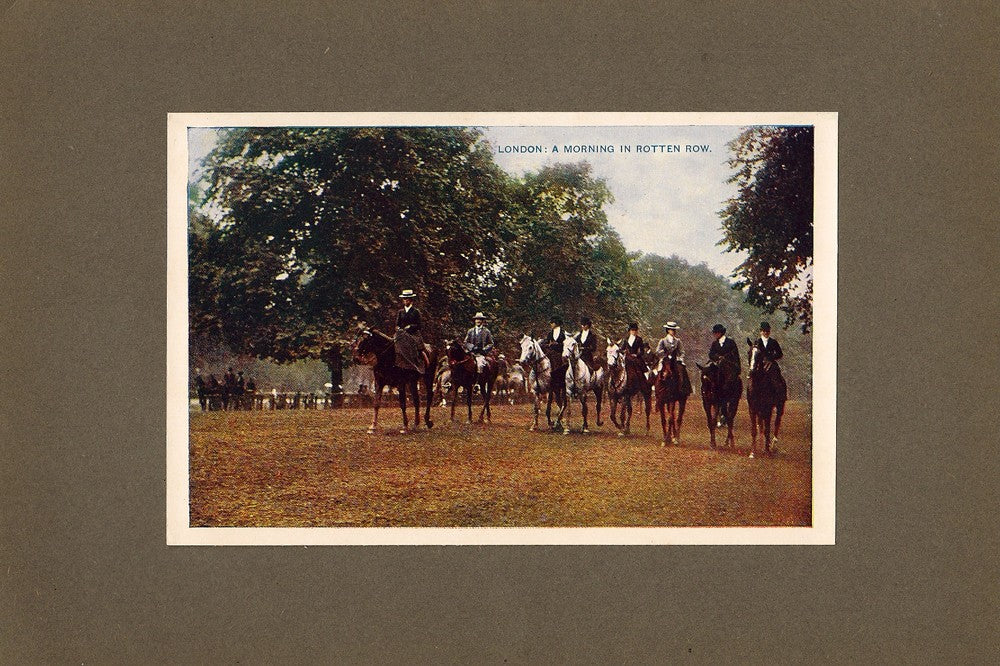 Rotten Row Hyde Park London antique print 1914