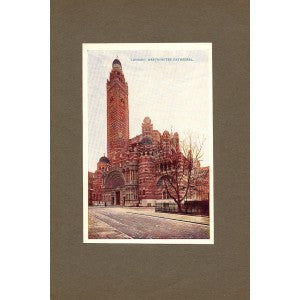 Westminster Cathedral London antique print 1914
