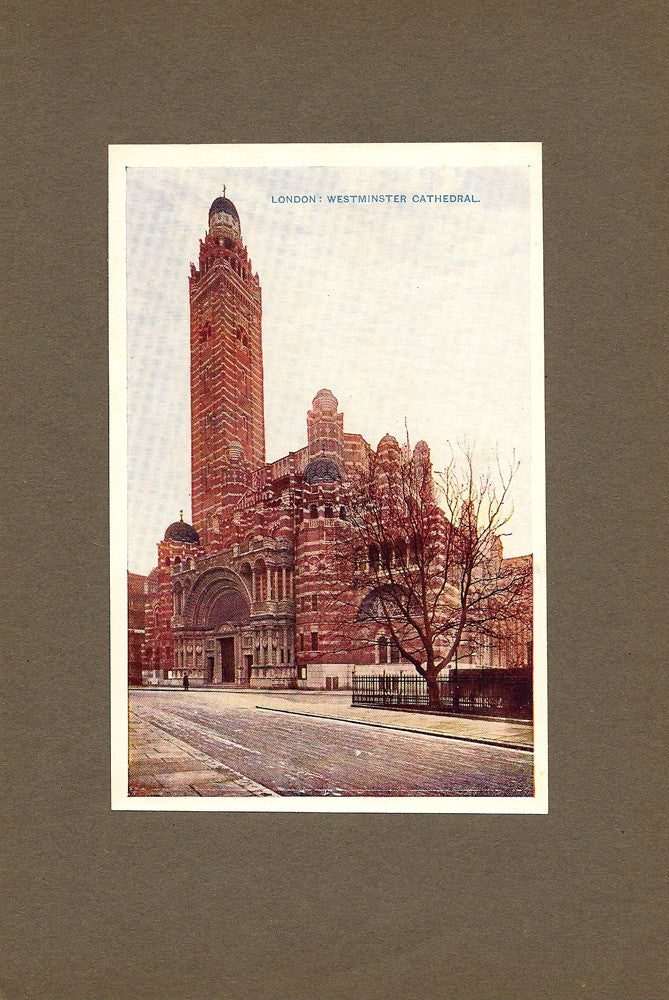 Westminster Cathedral London antique print 1914