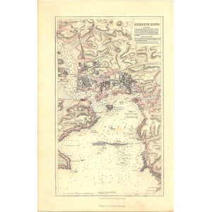 Plymouth Sound antique map 1866