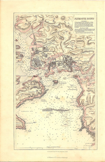 Plymouth Sound antique map
