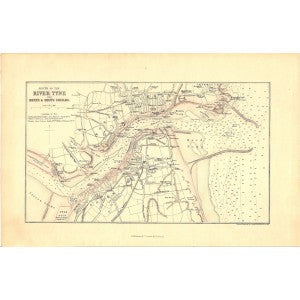 River Tyne mouth antique map