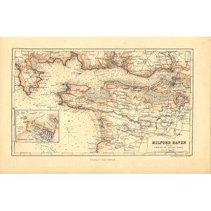 Milford Haven Wales antique map 1866
