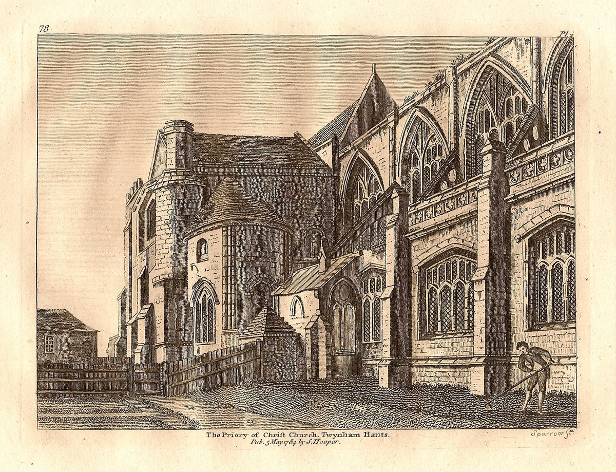 Christchurch Twynham Hampshire antique print