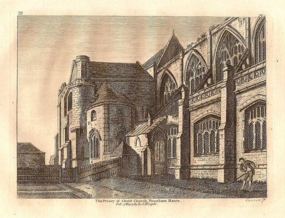 Christchurch Twynham Hampshire antique print