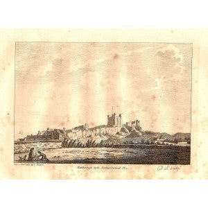 Bamburgh Castle Northumberland antique print