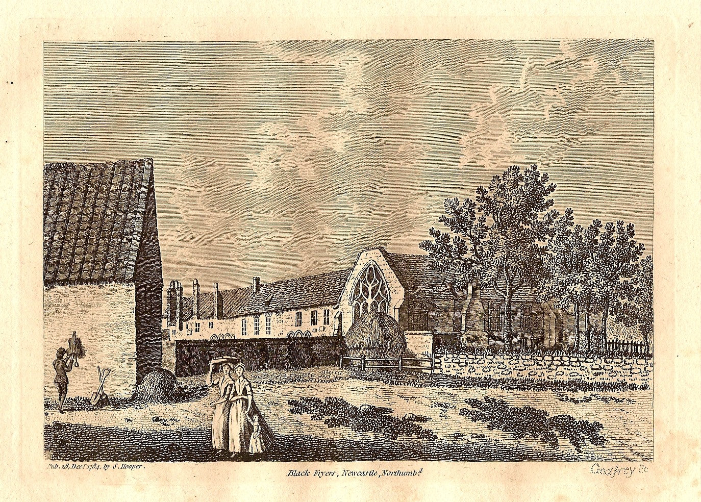 Black Friars Newcastle Northumberland antique print 1784