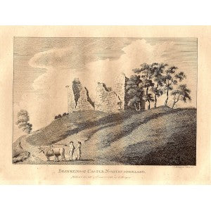 Blenkinsopp Castle Northumberland antique print