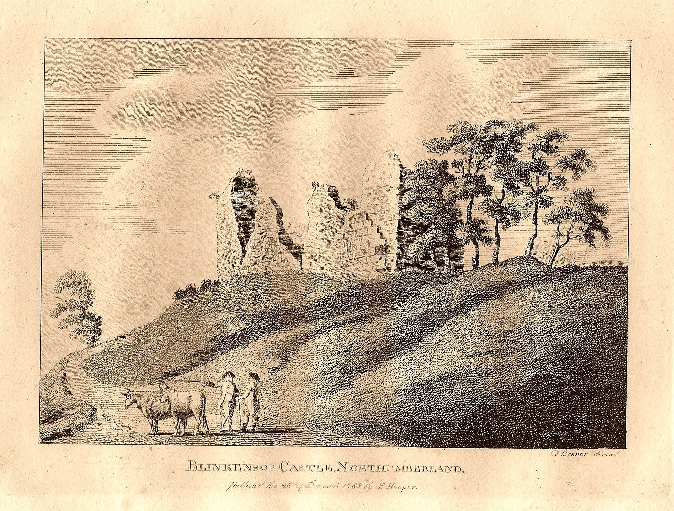 Blenkinsopp Castle Northumberland antique print