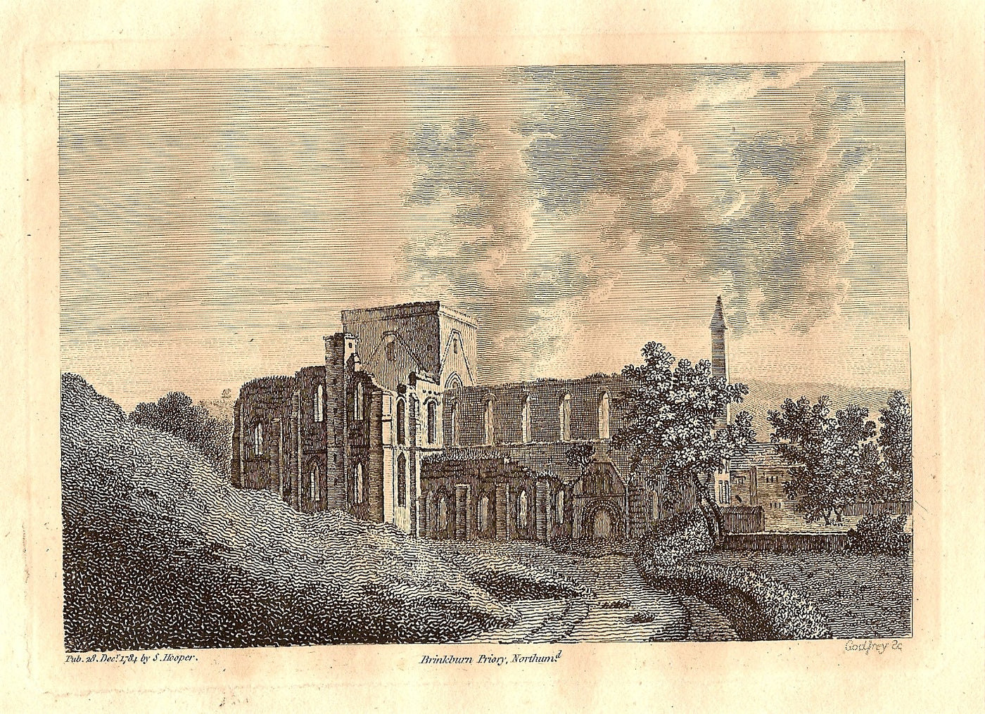 Brinkburn Priory Northumberland antique print 1784