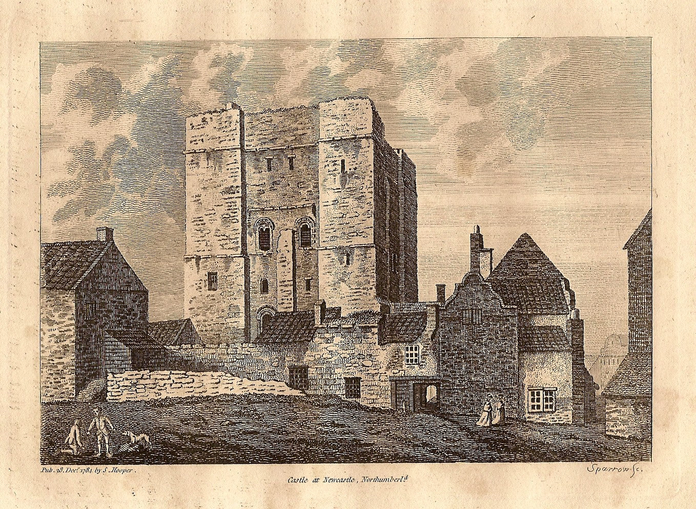 Newcastle Castle Northumberland antique print 1784