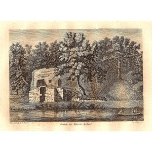 Warkworth Hermitage Northumberland antique print