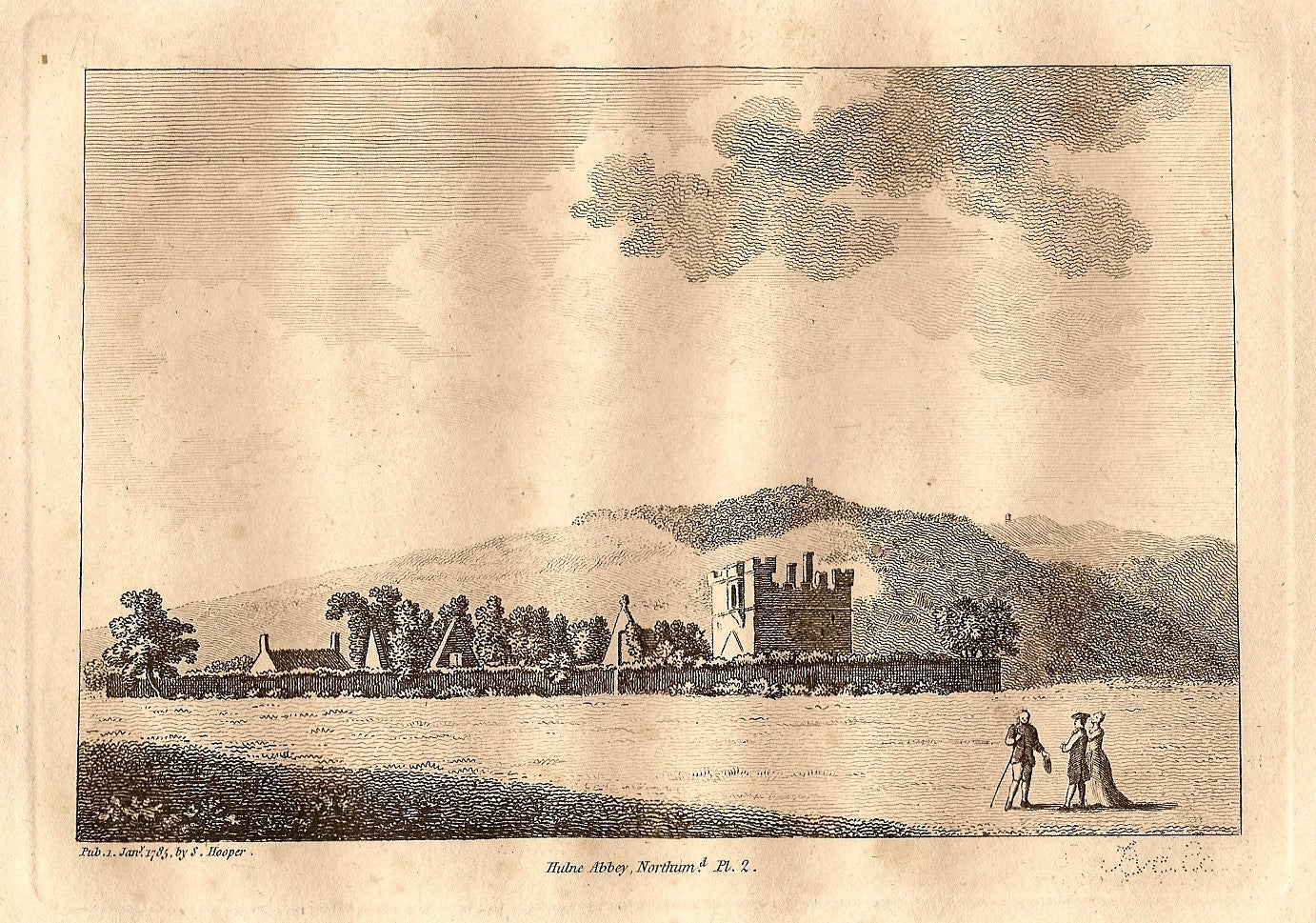Hulne Abbey Northumberland antique print