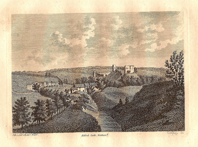 Mitford Castle Northumberland antique print