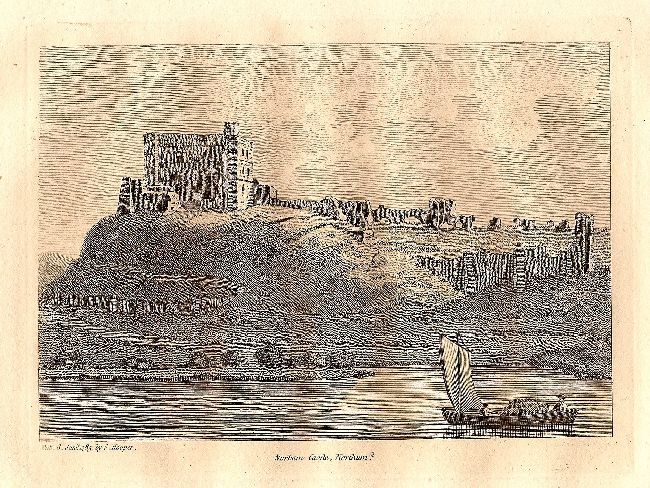 Norham Castle Northumberland (Northumbria) antique print 1785