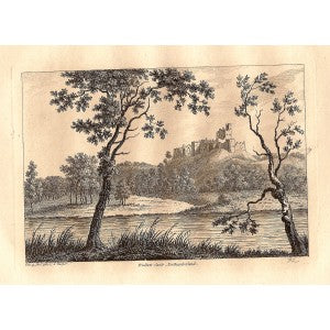Prudhoe Castle Northumberland antique print