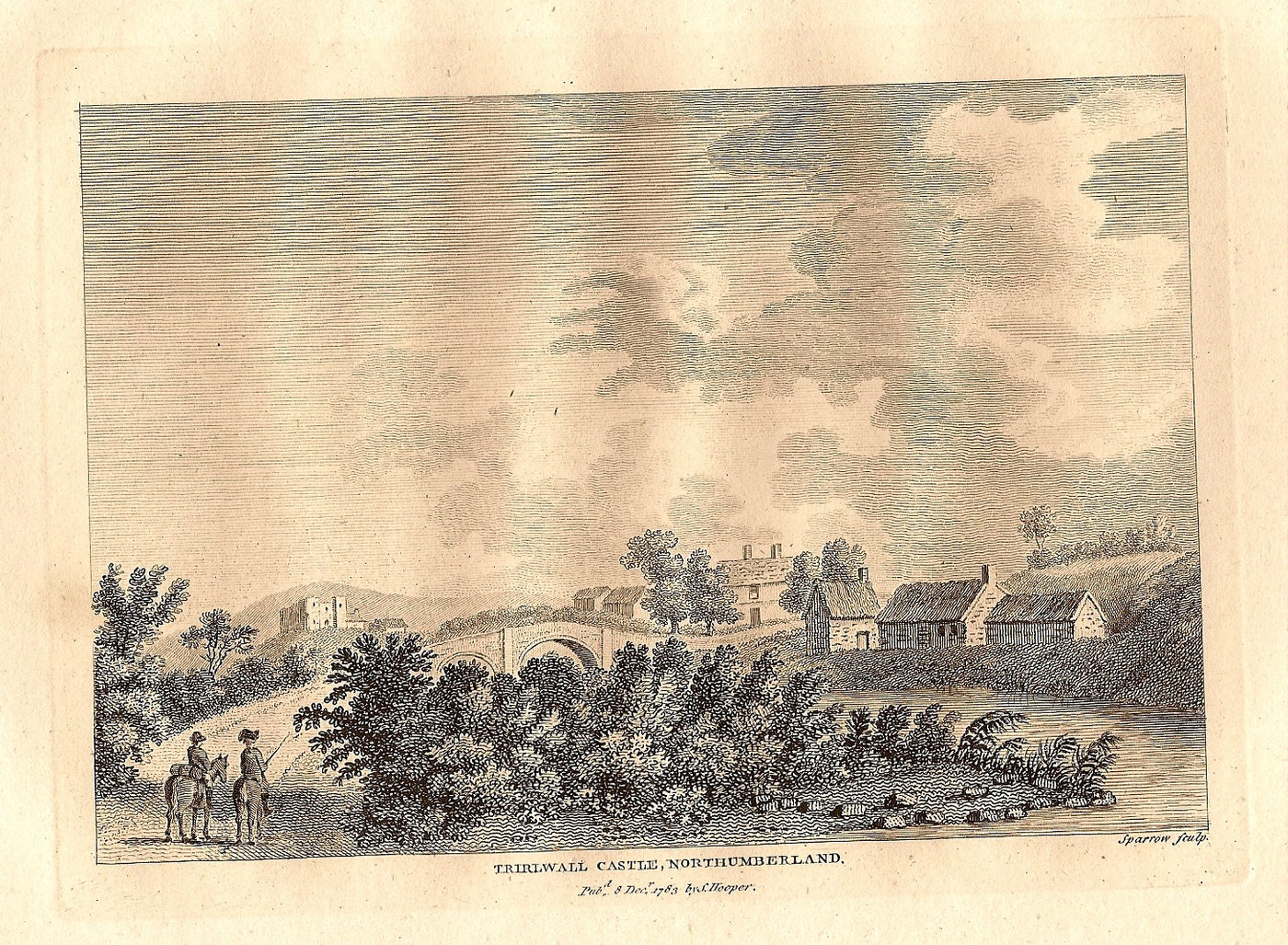 Thirlwall Castle Northumberland antique print