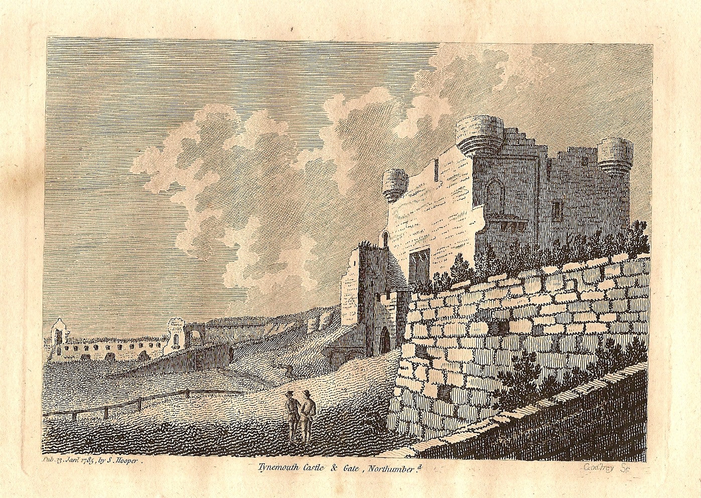 Tynemouth Castle Northumberland antique print