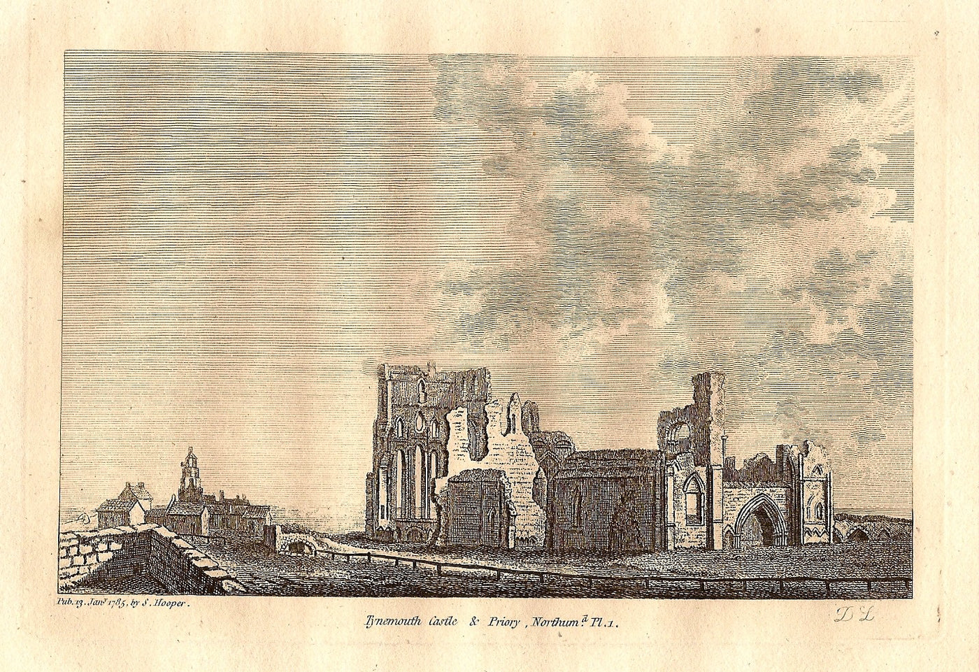 Tynemouth Castle & Priory Northumberland antique print 1785