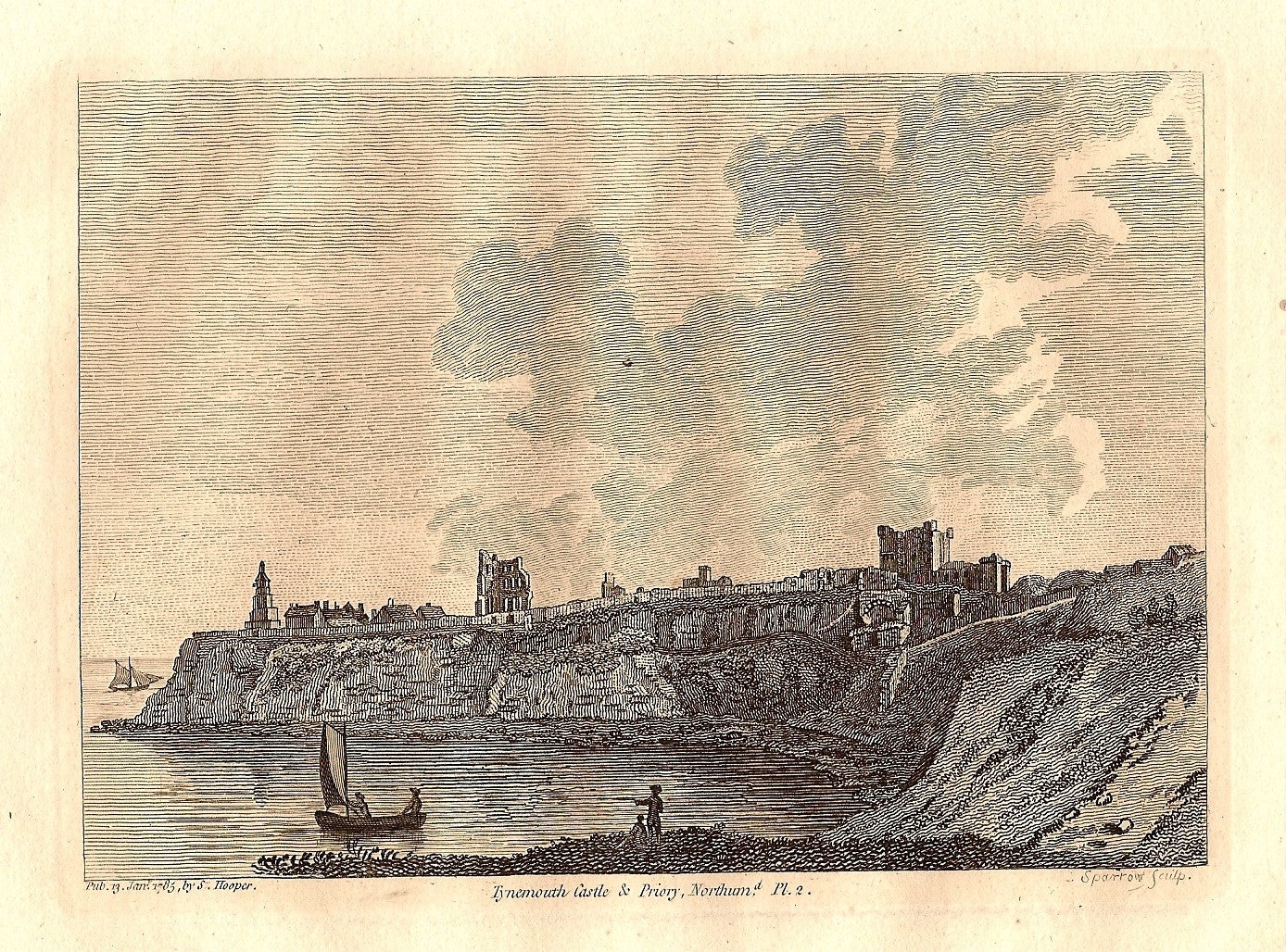 Tynemouth Castle & Priory Northumberland antique print