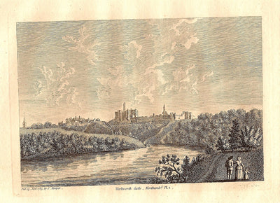 Warkworth Castle Northumberland antique print