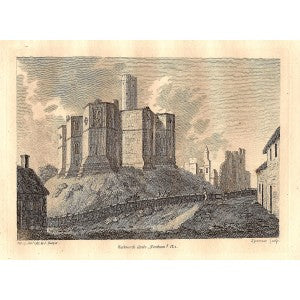 Warkworth Castle Northumberland antique print
