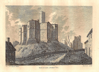 Warkworth Castle Northumberland antique print