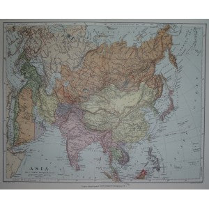 Asia 6 original antique map published 1894