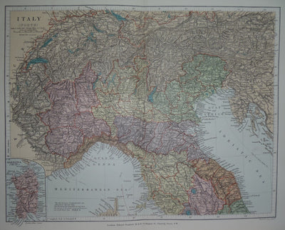 Italy (North) antique map