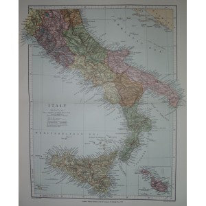 Italy (South) antique map 1894