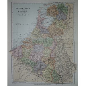 Netherlands & Belgium antique map
