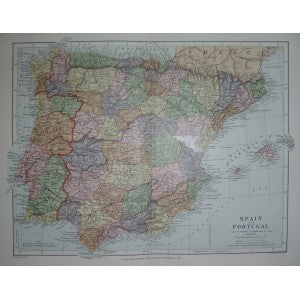 Spain & Portugal antique map