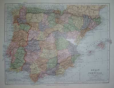 Spain & Portugal antique map