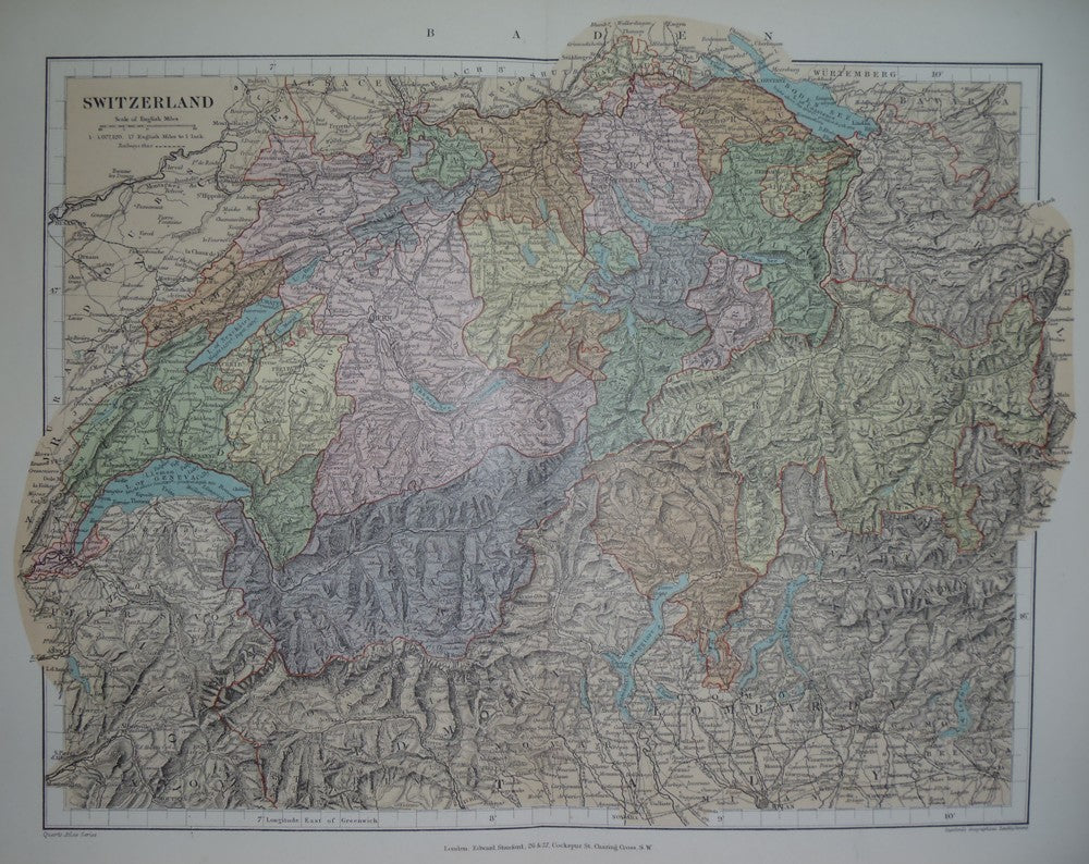Antique map of Switzerland