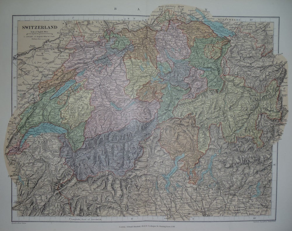 Switzerland antique map