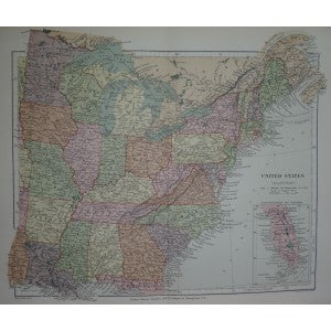 United States (Eastern) antique map 1894