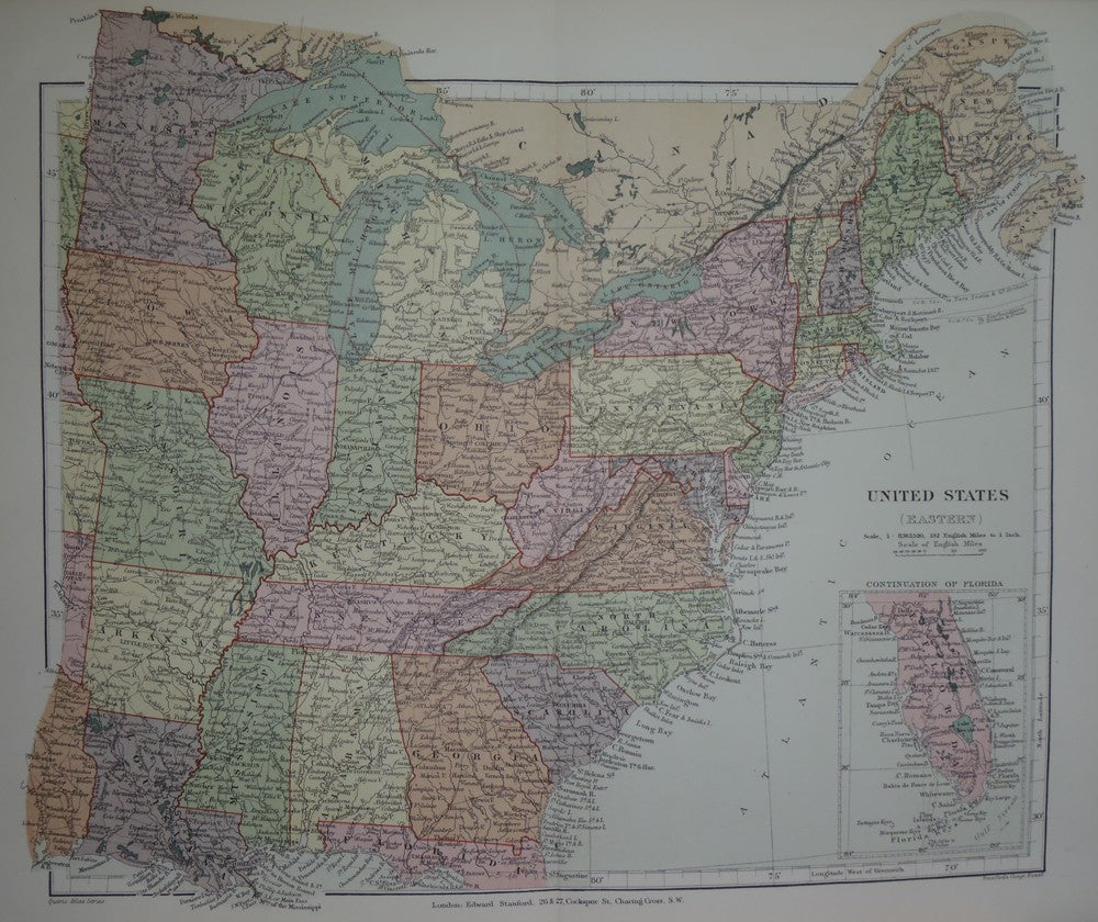 United States (Eastern) antique map