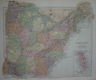 United States (Eastern) antique map 1894