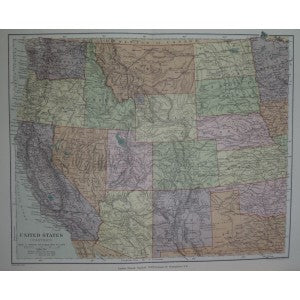 United States (Western) antique map