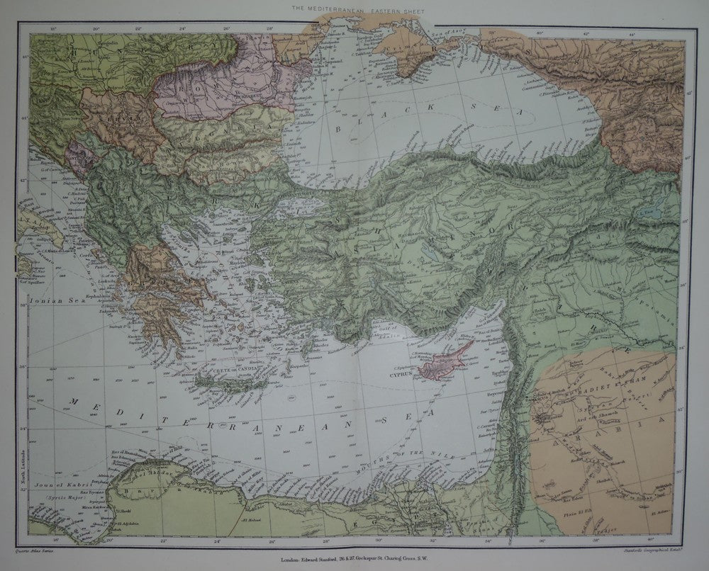 Mediterranean Sea (Eastern) antique map