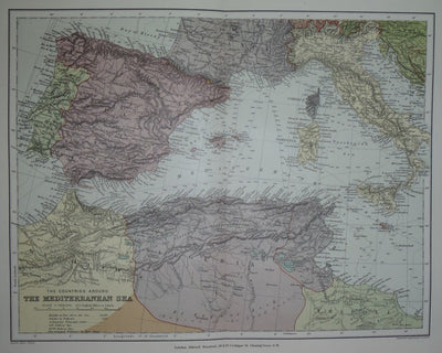 Mediterranean Sea (Western) antique map