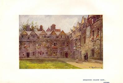 Brasenose College Oxford antique print 1905