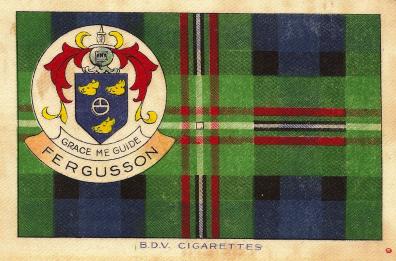 Fergusson clan Scottish tartan cigarette silk 1922