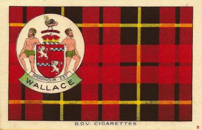 Wallace tartan silk and coat-of-arms published by BDV Cigarettes in 1922