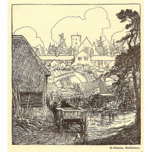 Harbledown St Nicholas Church Kent vintage print 1928