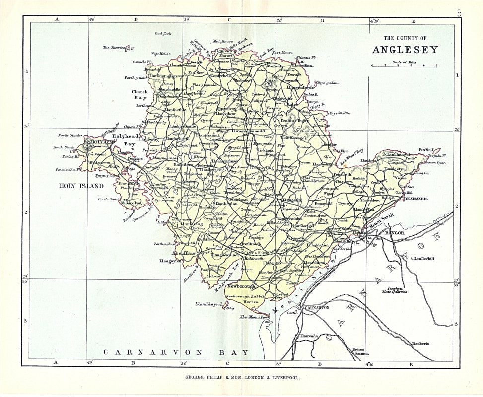 Anglesey antique map published 1885