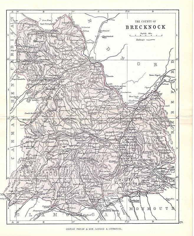Brecknock Wales antique map