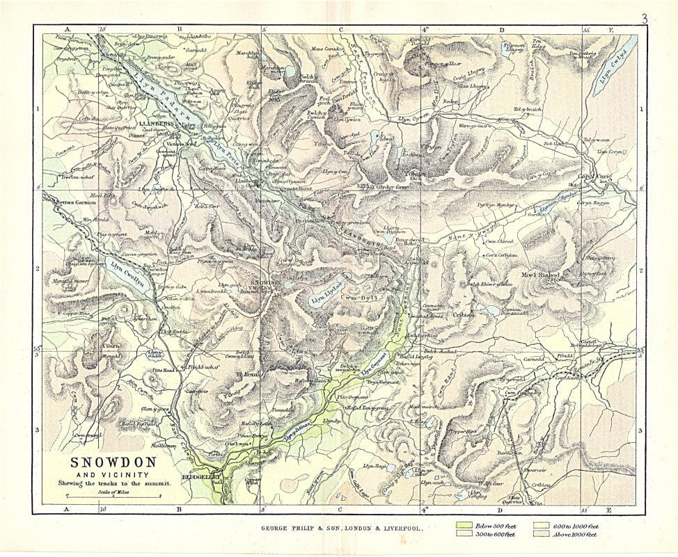 antique map of Snowdon